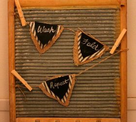 diy laundry room vintage washboard art vintagedecor, chalkboard paint, crafts, repurposing upcycling, wreaths, Write on your words Wash Fold Repeat