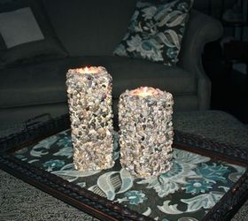 diy river stone pillar candles, crafts, Finished candles