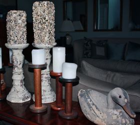 diy river stone pillar candles, crafts