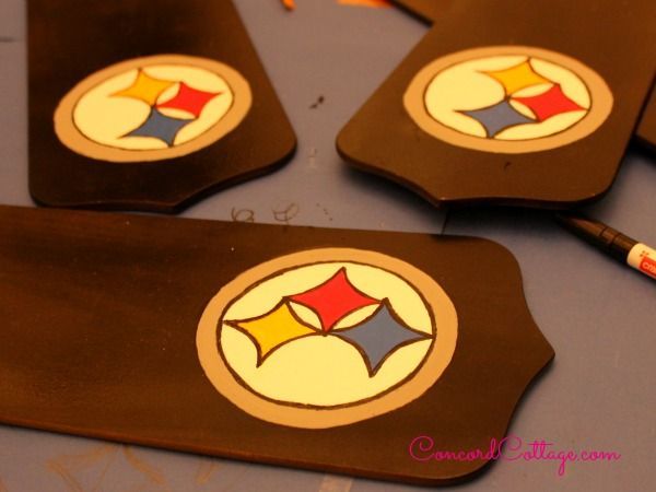how to paint a steelers football ceiling fan that your hubs will love, lighting, painting