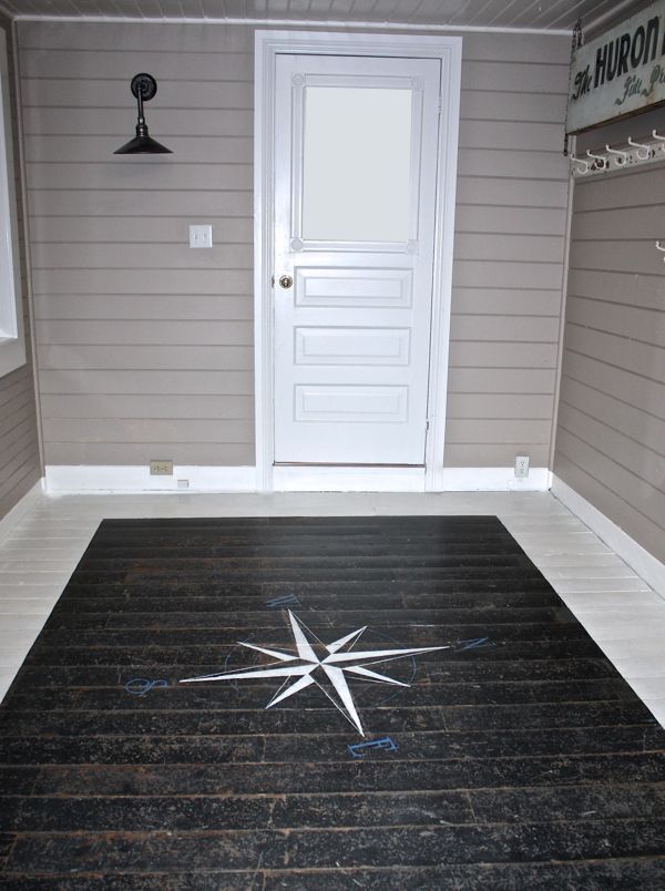 how to paint a floor compass, flooring, laundry room mud room, painting, Entrance After