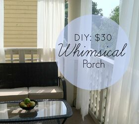diy 30 whimsical porch, home decor, outdoor living, porches, Hang sheer curtains on your porch for added privacy and a touch of whimsy