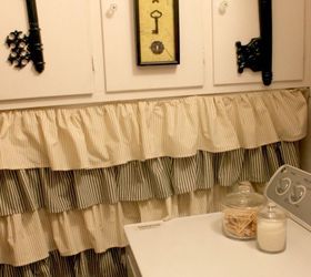laundry room makeover, home decor, laundry rooms, I love the way the ruffled ticking stripes drape turned out How to on the blog