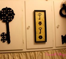 laundry room makeover, home decor, laundry rooms, I love old keys and painted these black and added the framed art for 14 found at thrift stores