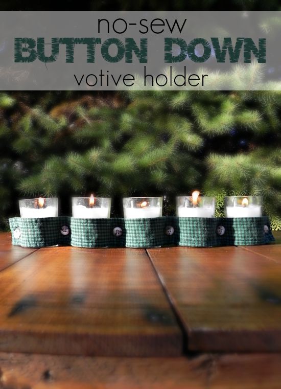no sew button down votive holder, christmas decorations, crafts, repurposing upcycling, seasonal holiday decor, Light the candles and enjoy your simple new Christmas decoration