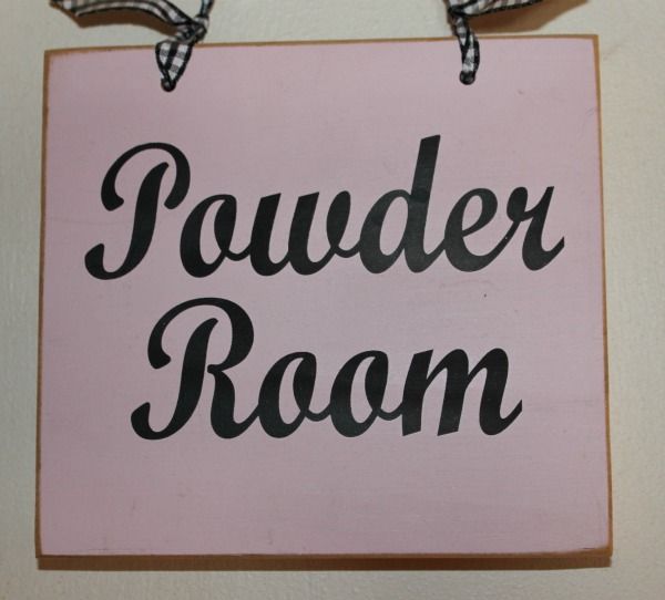 our updated pink powder room, bathroom ideas, paint colors, painting, wall decor, This hangs on the outside door
