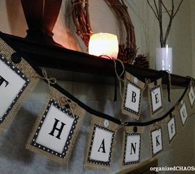 easy last minute diy thanksgiving decor, crafts, seasonal holiday decor, thanksgiving decorations, Mantle banner using burlap scrapbook paper twine and bias tape