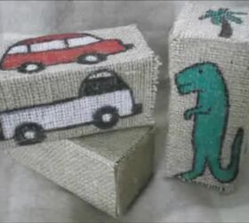 burlap toy blocks, crafts, Finish with Design
