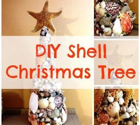 diy sea shell christmas tree topiary, christmas decorations, crafts, seasonal holiday decor