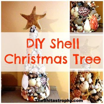 diy sea shell christmas tree topiary, christmas decorations, crafts, seasonal holiday decor