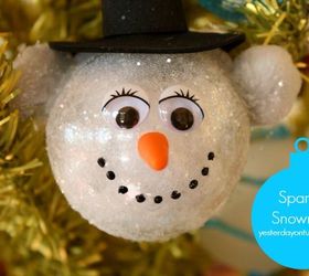 sparkly snowman ornament, christmas decorations, crafts, seasonal holiday decor
