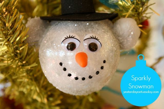 sparkly snowman ornament, christmas decorations, crafts, seasonal holiday decor