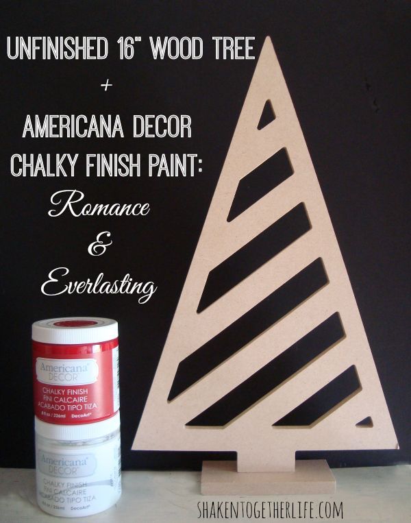 rustic wooden red tree, christmas decorations, crafts, painting, seasonal holiday decor, Wooden tree chalky finish paint easy Christmas winter decor