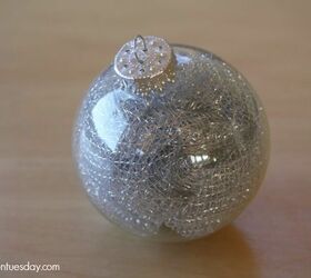 mesh stuffed ornament, christmas decorations, crafts, seasonal holiday decor, Cut a 12 x 12 piece of mesh and stuff it into the ball