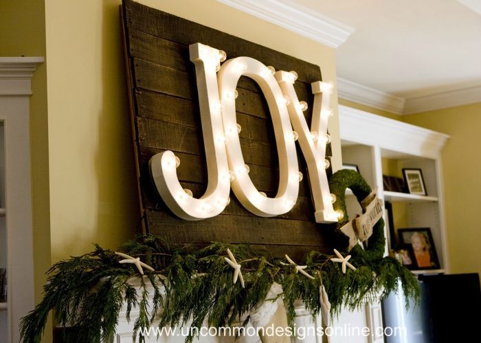 joy to the world christmas mantel, christmas decorations, crafts, pallet, seasonal holiday decor