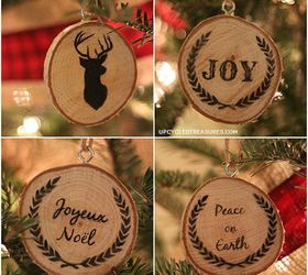 personalized wood slice christmas ornaments gifts, christmas decorations, crafts, seasonal holiday decor, DIY Wood Slice Christmas Ornaments with easy wood transfer graphics These would make for great customized gifts