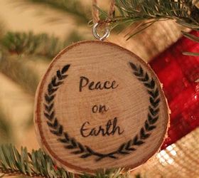 personalized wood slice christmas ornaments gifts, christmas decorations, crafts, seasonal holiday decor, Peace on Earth Wood Slice Ornament