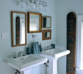 creating a vintage glam bathroom, bathroom ideas, home decor, home improvement, mixed metals and salvaged shutters come together for a vintage glam bathroom project