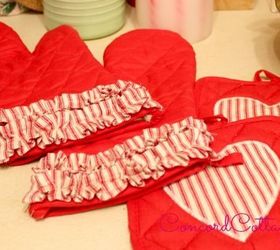 holiday house tour kitchen, christmas decorations, kitchen design, seasonal holiday decor, I ll show you how I embellished these 1 Store Oven Mitts Potholders