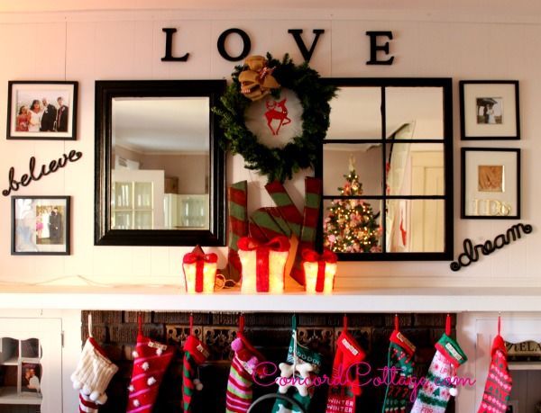 our christmas mantel, christmas decorations, fireplaces mantels, seasonal holiday decor, wreaths