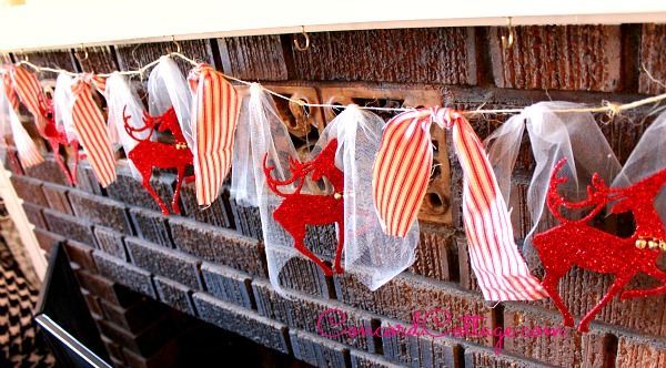 how to make reindeer christmas garland from 1 store ornaments, christmas decorations, crafts, seasonal holiday decor, wreaths, Very easy to make and love the ticking stripes too