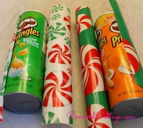 great gift wrap containers made from pringles cans, crafts, decoupage, repurposing upcycling, Cut your paper bigger than your cans