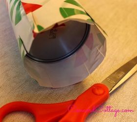 great gift wrap containers made from pringles cans, crafts, decoupage, repurposing upcycling, Make snips at the ends to fold over for a nice clean look