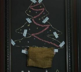 how to add a light up tree to almost any wall, christmas decorations, seasonal holiday decor, I added some chalk decor garland and ornaments and tucked the battery packs into a small burlap sack