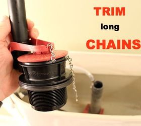 fix a toilet that keeps running and reduce your water bill, bathroom ideas, home maintenance repairs, how to, Trim long chains that prevent the flapper from sealing the flush valve
