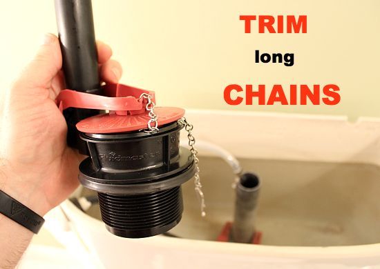 fix a toilet that keeps running and reduce your water bill, bathroom ideas, home maintenance repairs, how to, Trim long chains that prevent the flapper from sealing the flush valve