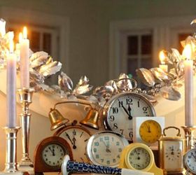 new years decorating ideas, seasonal holiday d cor, Use Clocks and candles for a great New Years Mantle Source Marthastewart com