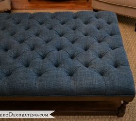diy diamond tufted coffee table ottoman, painted furniture, The tufted top took the longest and required a lot of patience to get just right