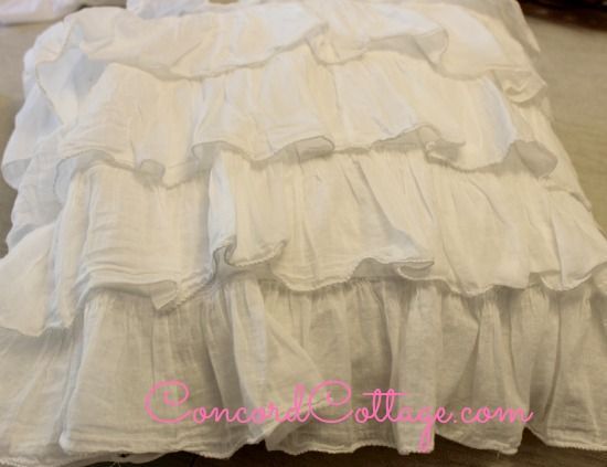 white ruffled pillows made from a skirt, crafts, home decor, repurposing upcycling, seasonal holiday decor