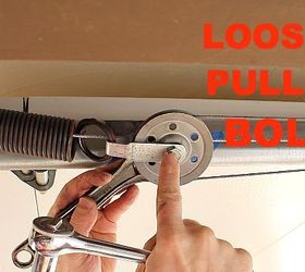 spot and replace bad garage door extension springs, diy, garage doors, home maintenance repairs, how to, Loosen the pulley bolt