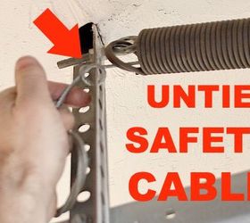 spot and replace bad garage door extension springs, diy, garage doors, home maintenance repairs, how to, Untie the safety cable
