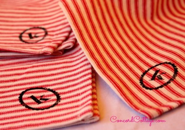 here s how to make pottery barn inspired monogram napkins, crafts, We used a stamp monogram