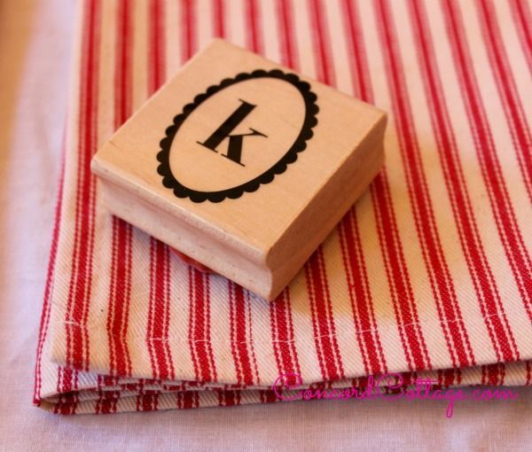 here s how to make pottery barn inspired monogram napkins, crafts, I got the stamp at Michaels for 50 cents