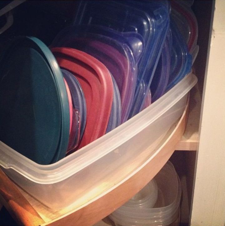 8 tips for a fabulously organized kitchen, kitchen design, organizing, Grouping like items such as plasticware lids makes storing leftovers a snap