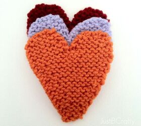 embroidered conversation heart knit coasters, crafts, seasonal holiday decor, Knit your hearts
