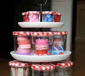 5 fresh ideas for organizing with jars, mason jars, organizing, repurposing upcycling, Liberate that tiered plate tray from your cupboard and use it along with some jam jars or Mason Jars to keep your craft supplies visible and organized