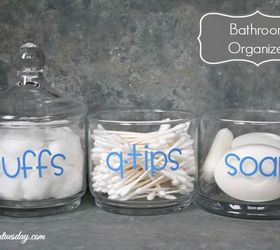 5 fresh ideas for organizing with jars, mason jars, organizing, repurposing upcycling, A stacked glass candy jar is a great place to stow often used bathroom items