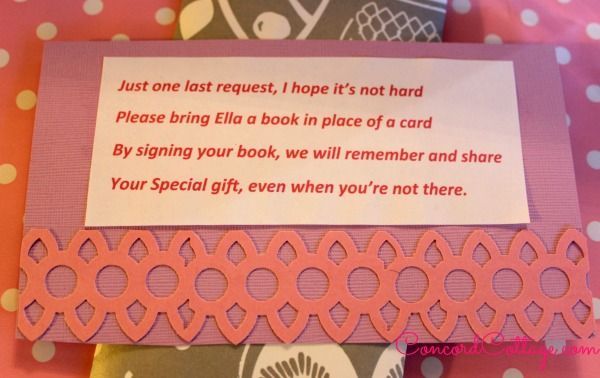 ch de beb rosa, Pegue um livro em vez de um cart o e assine para que eles possam ler e o que voc escreveu por anos