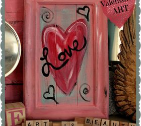 quick and easy valentine artwork using and old cupboard door, crafts, repurposing upcycling, seasonal holiday decor, valentines day ideas, Finished Cupboard door makeover into valentine heart art
