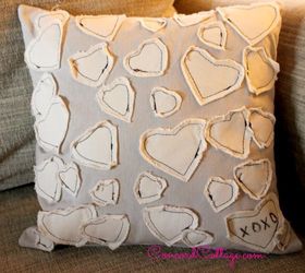 anthropologie inspired heart pillow, crafts, seasonal holiday decor, Lots of hearts but the neutral colors can be used in your home all year long