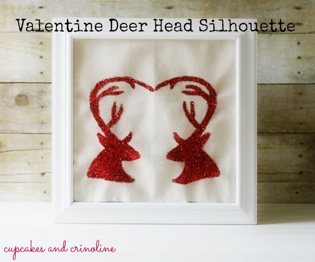 deer head silhouettes with heart antlers, crafts, seasonal holiday decor, Framed option