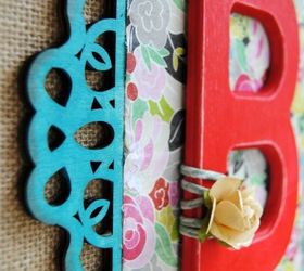 layered wooden monogram burlap canvas, crafts, painting, wreaths, Love the layers of burlap wood paper twine and a paper flower