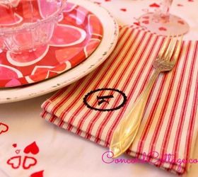 12 great valentine s ideas treats, crafts, painting, repurposing upcycling, seasonal holiday decor, valentines day ideas, Pottery Barn Inspired Monogram Napkins