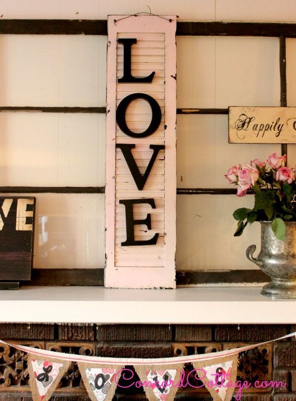 12 great valentine s ideas treats, crafts, painting, repurposing upcycling, seasonal holiday decor, valentines day ideas, Old Shutter with LOVE