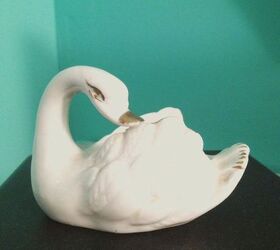 thrift score thursday share your thrifty finds, home decor, repurposing upcycling, My thrift score this week is this adorable swan ceramic Find out how much she cost on my blog