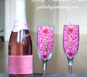 romantic valentine s day table setting valentinesday, seasonal holiday d cor, valentines day ideas, A handwritten Love and heart stickers takes these plain champagne flutes from drab to fab